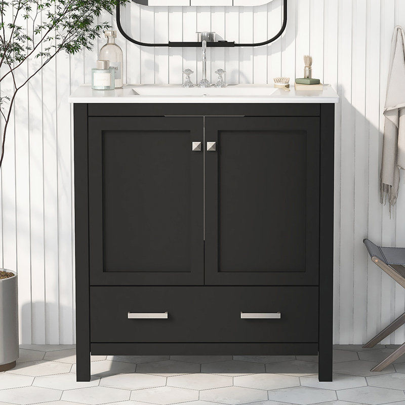 Meuble-lavabo simple avec plateau Hymir 30,01, Noir
