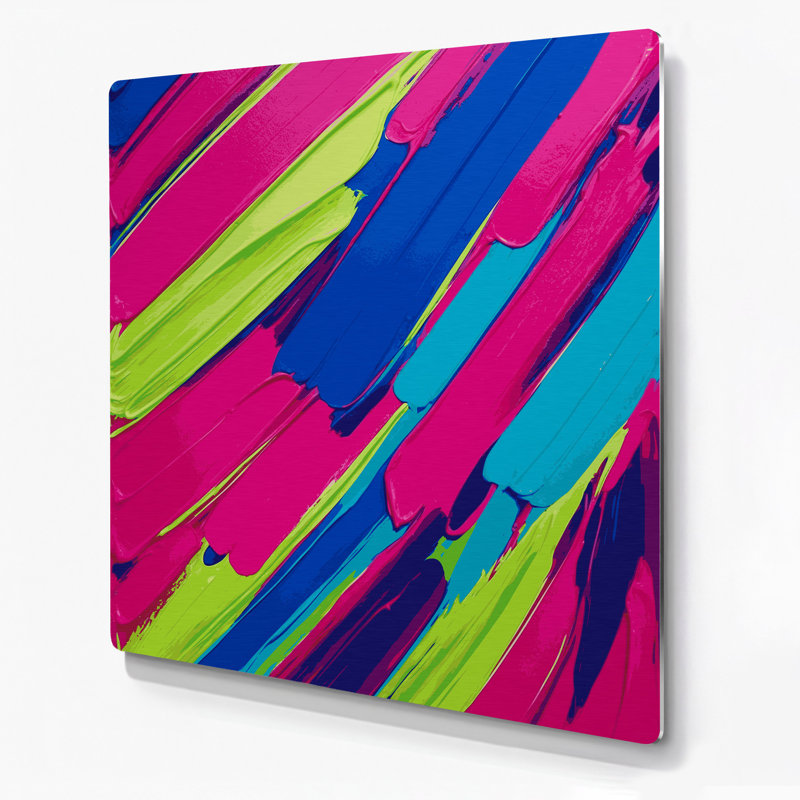 Abstrait couleur champ 43, art mural en métal rose, H 12 po x l 12 po