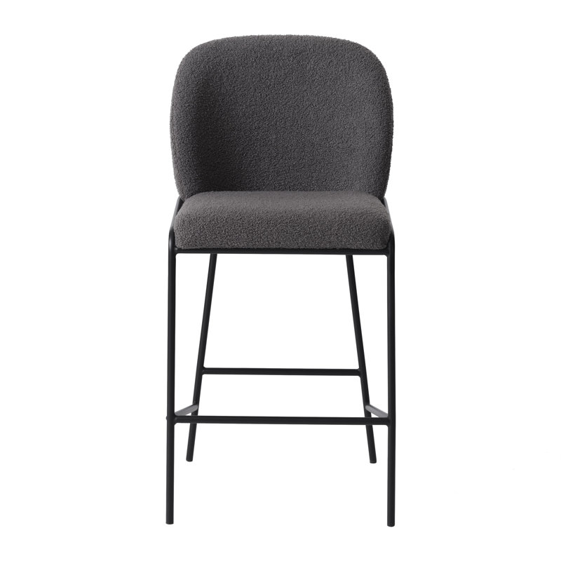 Deciderio Countertop Stool of 26.25" with metal feet, Boucle - gris foncé