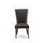 L'ensemble de table de cuisine 7 pièces contient une table ronde de 48 po avec piédestal et 6 chaises rembourrées en tissu de lin noir, noyer antique-370629944-370629947-401183565