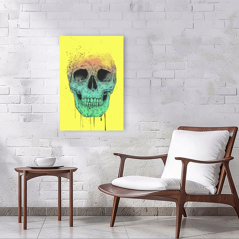 «Vibrant Gradient Skull Abstract», reproduction d'art murale contemporaine, 36" H x 24" W