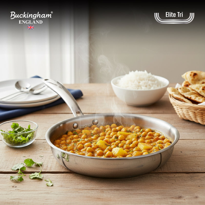 Buckingham Elite Tri-Ply 18/8 Stainless Steel Frying Pan Uncoated Skillet Pan, 28 cm