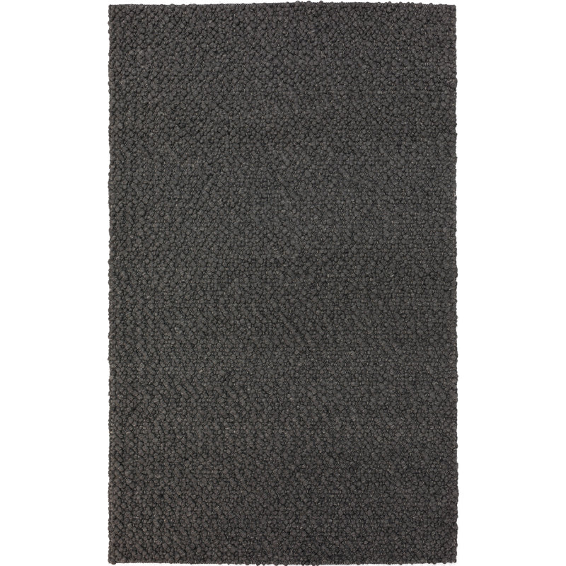 Tapis noir en laine crocheté à la main Amaty, Rectangle 2 pi x 3 pi