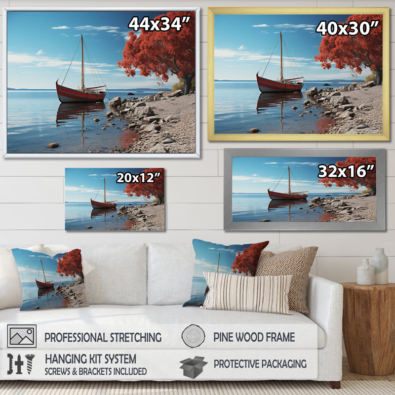 Raynolds Coastal Reflections II - reproduction sur toile, Cadre naturel flottant, H 24 po x l 32 po x P 1 po