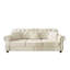 Canapé Chesterfield 82,6 po rembourré en velours avec garniture cloutée et accoudoirs roulés, canapé style Mid-Century moderne capitonné avec boutons, beige / blanc-1165501058