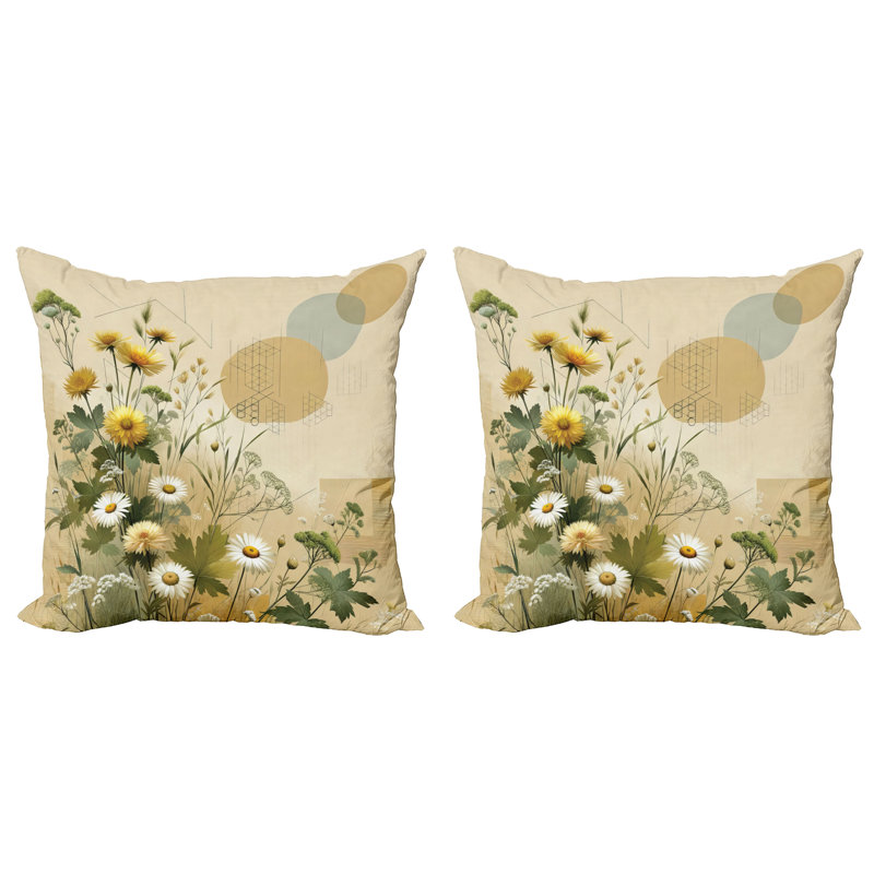 429848_Ambesonne Floral Eucalyptus Housse de coussin décoratif, H 24 po x l 24 po