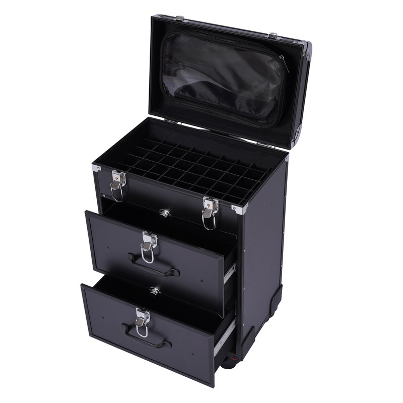 Large Cosmetic Trolley Bin With Locks, Black