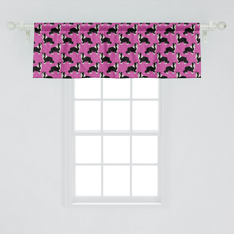 Cantonnière Ambesonne à pois rose et gris, L 54 po x L 12 po