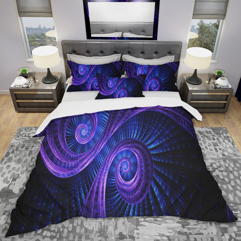 Royal Royal & Blue Dream - Ensemble de housse de couette abstrait - Polyester en microfibre