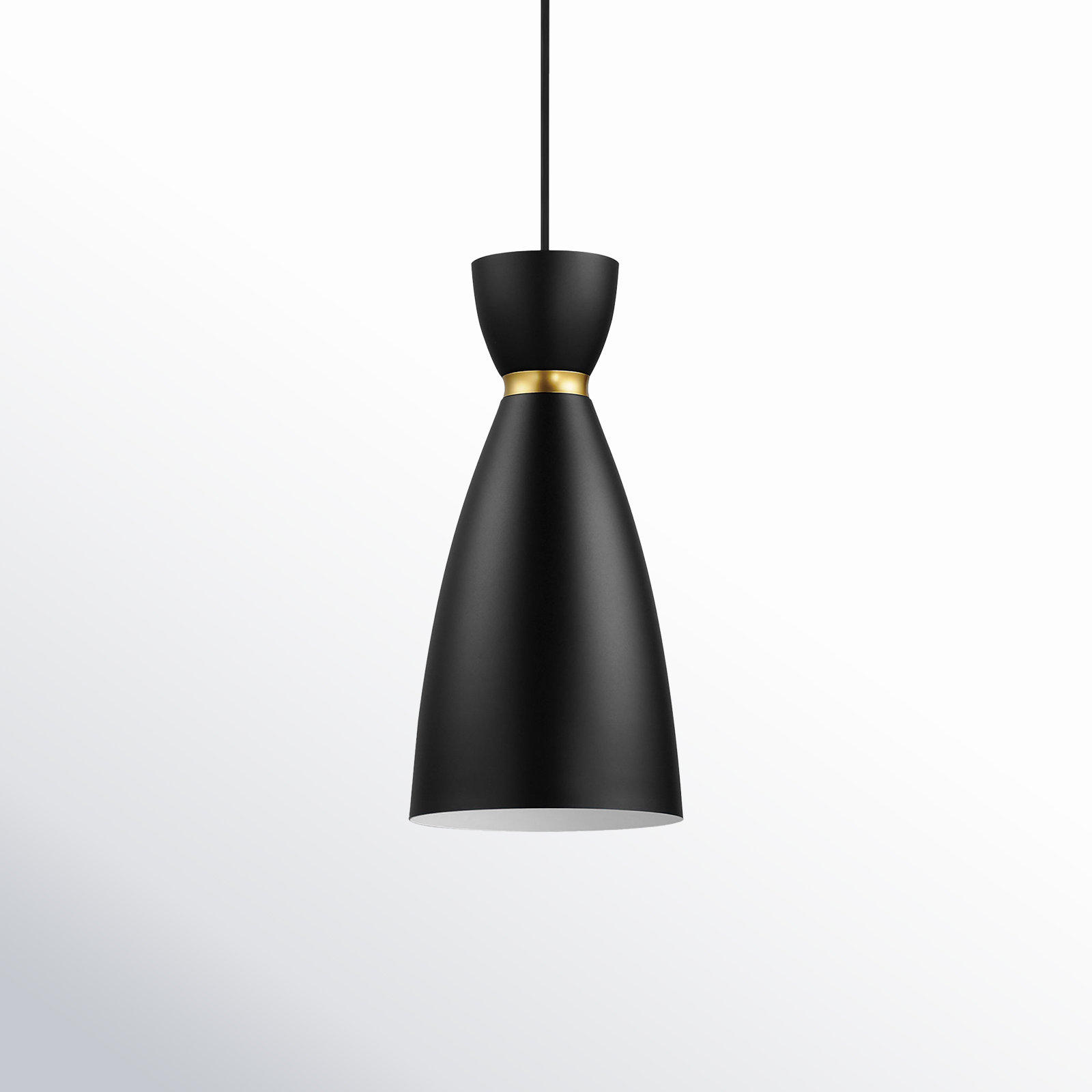 Single Light Aluminum Dimmable Pendant, Satin Brass/Black