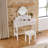 White Makeup Vanity Table With Reversible Four - Leaf Mirror, 5 Drawers For Organized Accessories, Cushioned Stool Enjoyable And , Mirror Flawless Makeup, Elegant Design Molding, Generous Storage