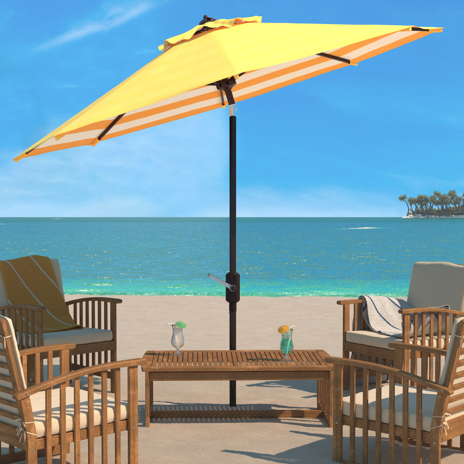 Asla 100.8'' Outdoor Umbrella, Yellow