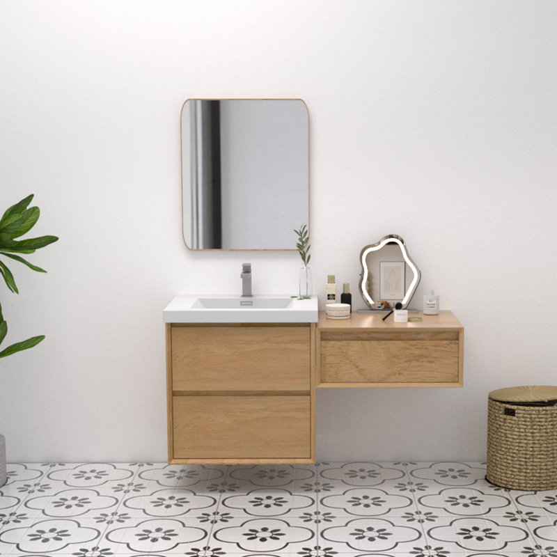 Mellani 48 Inch Floating Bathroom Vanity & Makeup Table Set