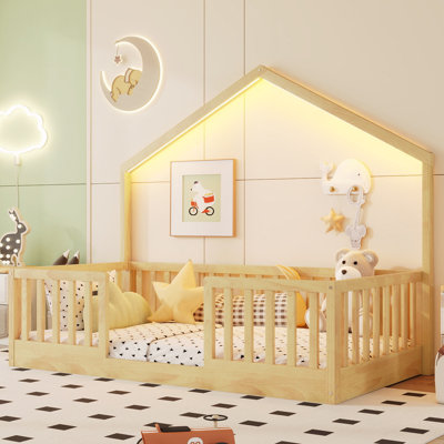 Lit simple au sol avec rails hauts