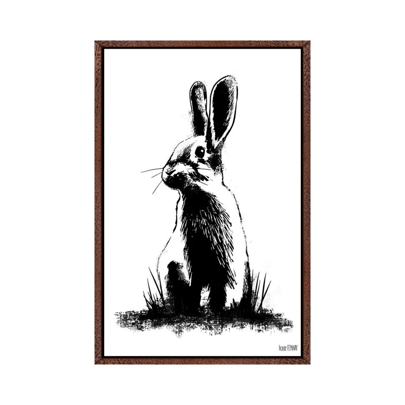 Farmhouse Rabbit 1 Piece Painting on Canvas, 66.04cm H x 45.72cm W x 3.81cm D, Brown Framed