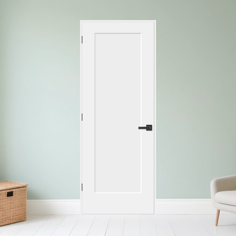 (Sans serrure) Porte intérieure pré-suspendue à 1 panneau de style Shaker avec moulure en bois creux avec cadre de porte de 4-9 / 16 po