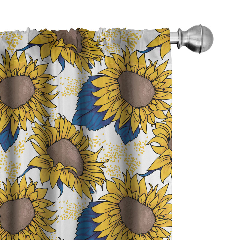  Floral Semi-Sheer Rod Pocket Curtain Panels, 28" x 95"