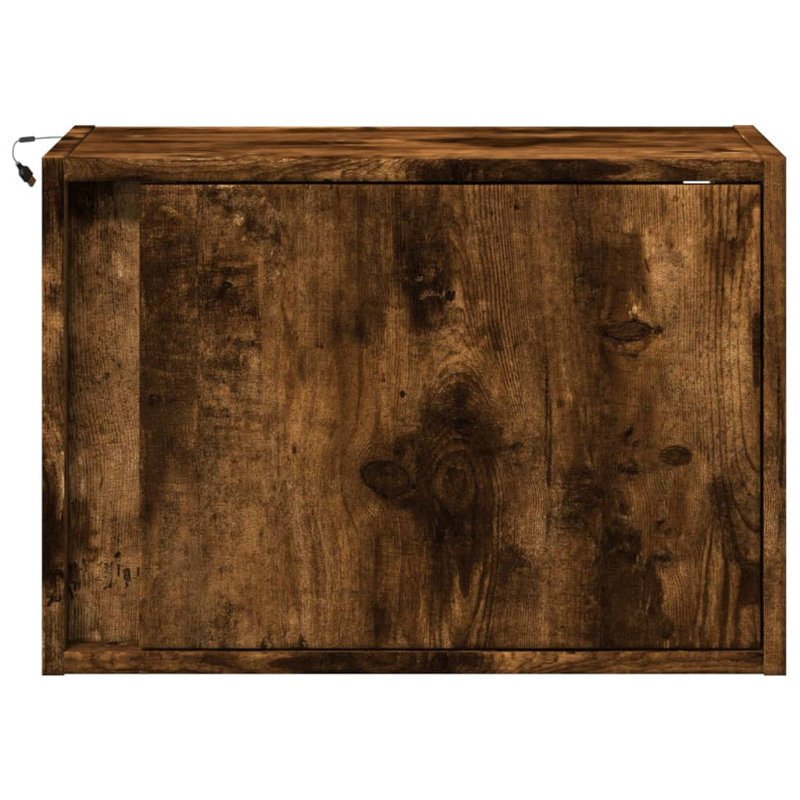 Daryana 50cm W Manufactured Wood Bedside Table, Smoked Oak
