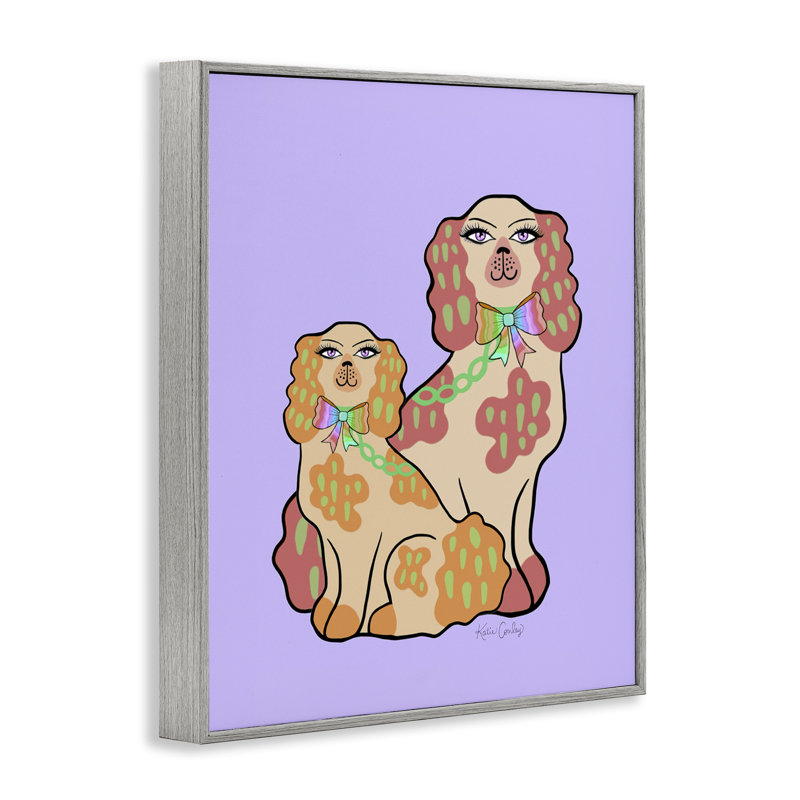 «Funky Dogs on Mauve», estampe numérique, conception de Katie Conley, Estampe numérique Farmhouse, H 30 po x l 24 po