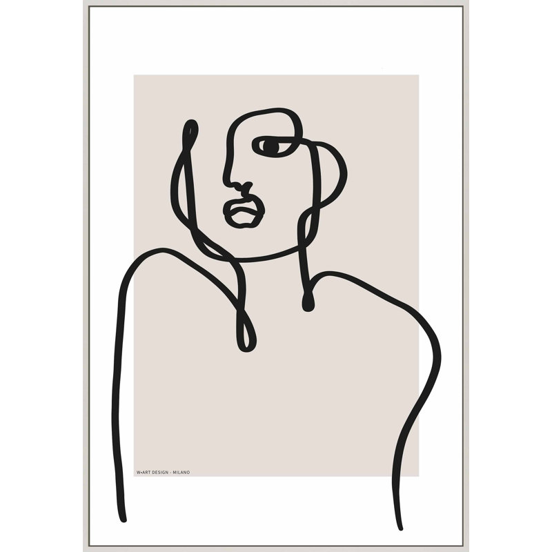Romina Gadler, figure et forme 1 encadrée par Romina Gadler, Toile avec cadre blanc, H 25 po x l 17,5 po x P 1,25 po