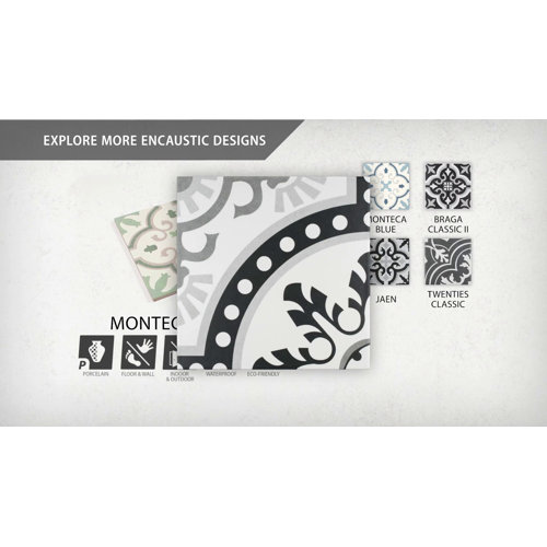 Monteca 10" x 10" Porcelain Patterned Wall & Floor Tile