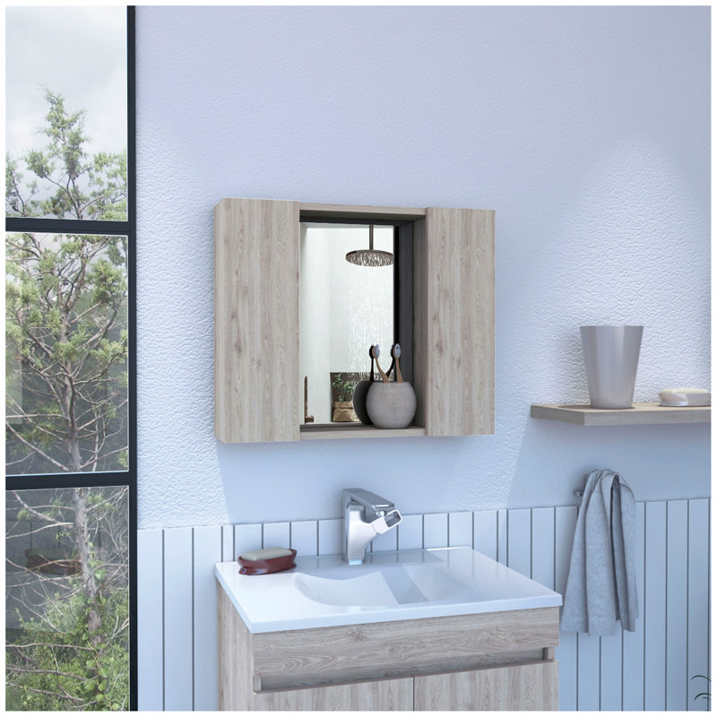 Wengue 1-Drawer Medicine Cabinet, Light Gray
