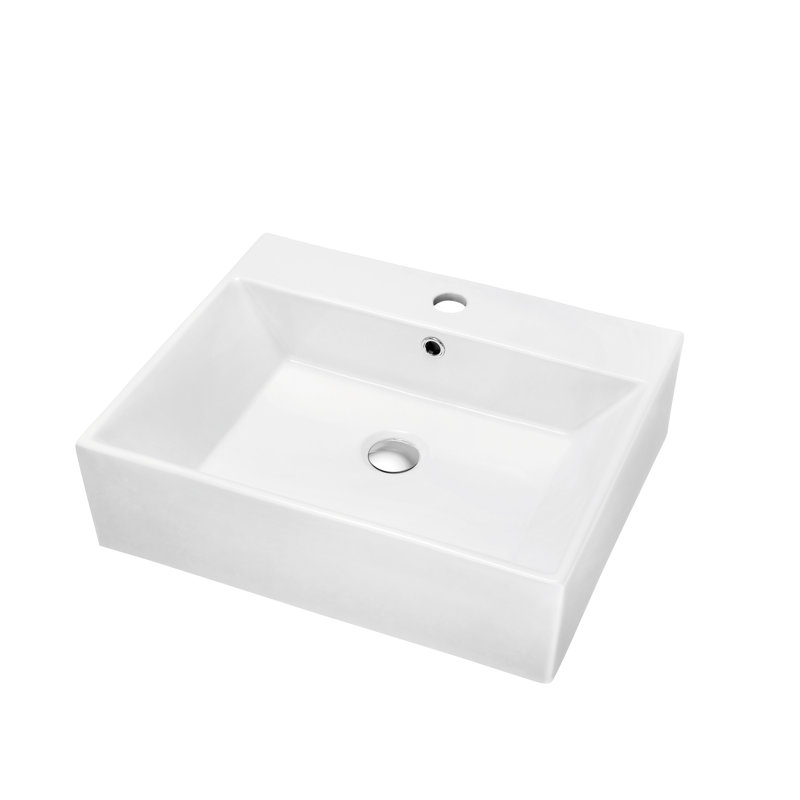 Dawn USA White Ceramic Rectangular Bathroom Sink with Overflow
