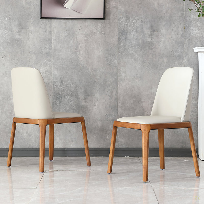 Ensemble de 2 chaises de salle à manger, pieds en bois et similicuir modernes pour la salle à manger de la cuisine (ensemble de 2)