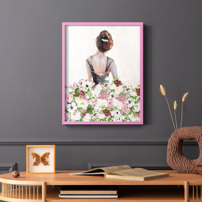 «Beautiful Floral Contemplation I», reproduction encadrée - bois massif