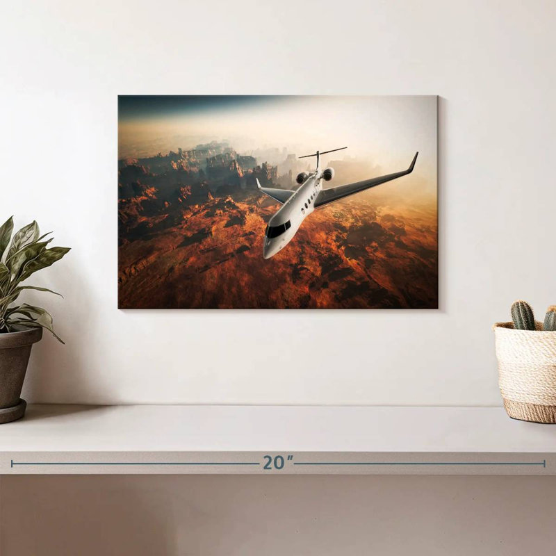 Jet privé Mehar au-dessus d'un canyon, H 8 po x l 12 po