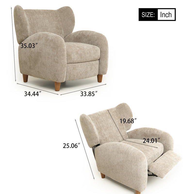 Fauteuil inclinable inclinable réglable, fauteuil d'appoint en tissu doux pour la réception dans le hall, la chambre à coucher et le bureau à domicile