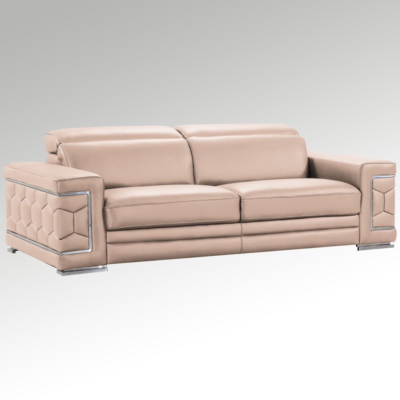 Grit Living Room Set, Beige Genuine Leather