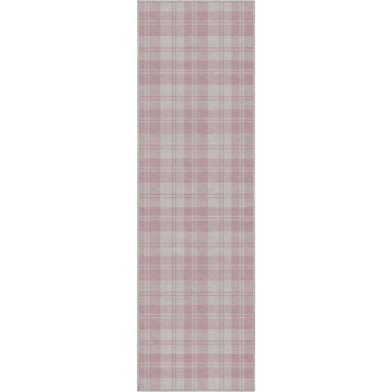 Tapis rose à motif géométrique Kehr, Tapis de couloir 2 pi 3 po x 7 pi 3 po