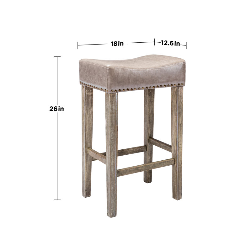 Zacary Counter Height PU Bar Stools, Gray, Counter Stool (26” Seat Height)