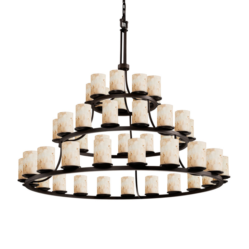 45 - Light Dimmable Tiered Chandelier, Matte Black