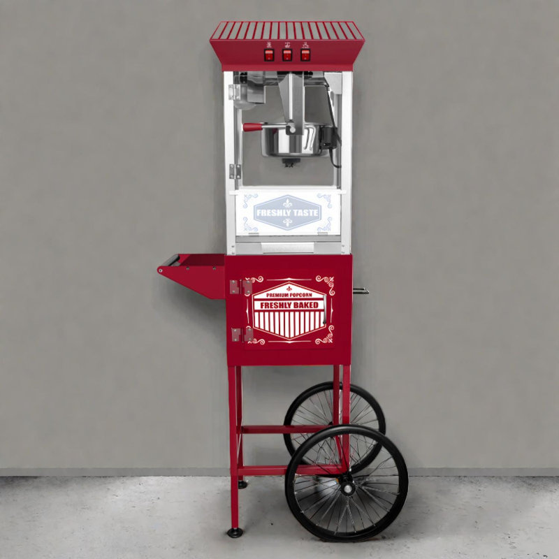 Movie Theater-Style Popcorn Machine Maker with Cart and 12-Ounce Kettle