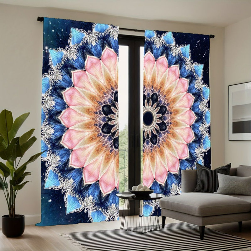 Rideau filtrant la lumière 2PCS Mandala, L 52 po x H 84 po x 2 pièces