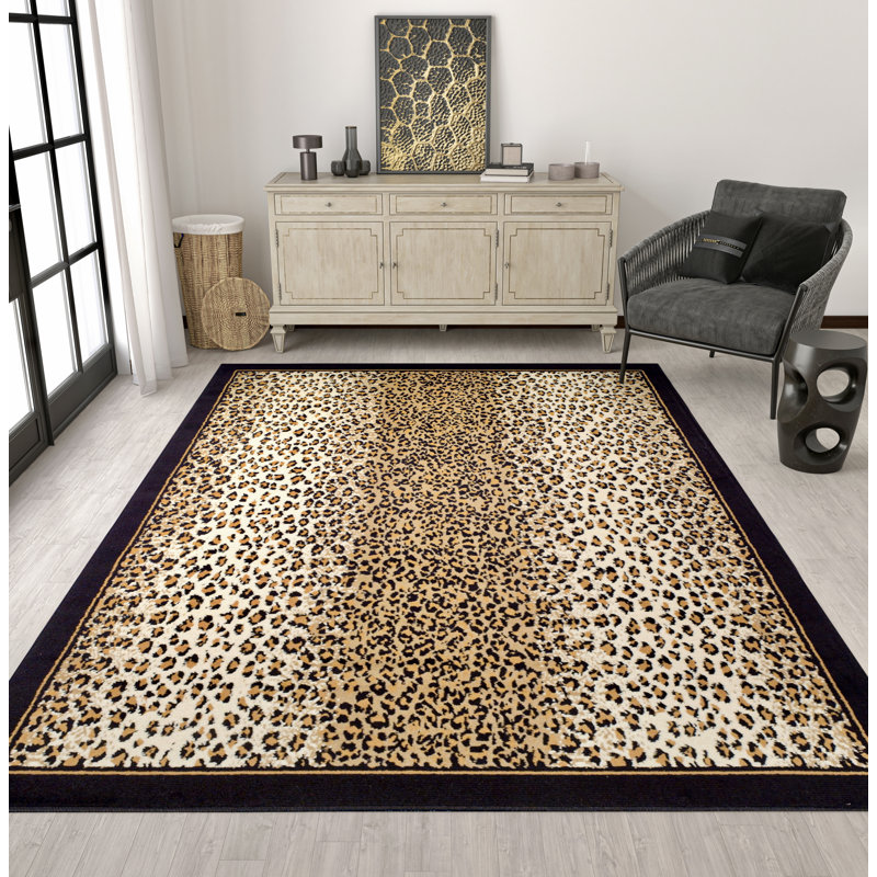 Tapis intérieur / extérieur en laine brun, Rectangle 5 pi x 8 pi