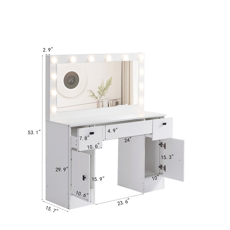 Vanity Table With Lighted Mirror