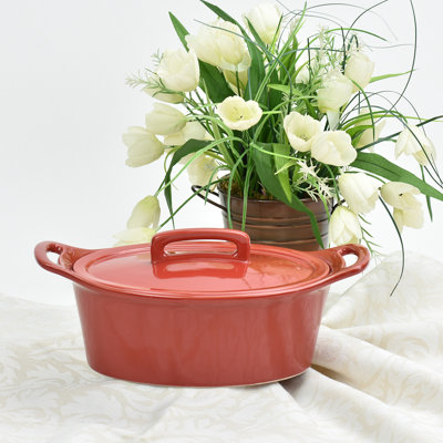 Casserole ronde en grès avec couvercle Omniware
