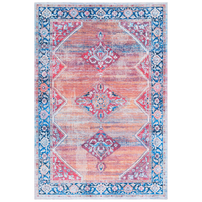 Kingsford Oriental Rust/Navy Area Rug, Rectangle 3'3" x 5'