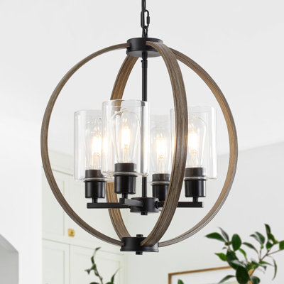 4 - Light Dimmable Globe Lantern  Farmhouse / Country Glass Shaded Chandelier