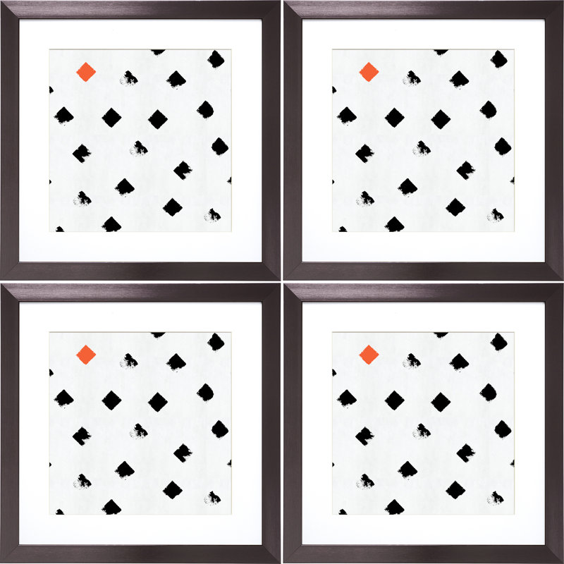 Ensemble de cadres muraux 4 pièces, Gris anthracite, 20 po x 20 po emmêlé à 16 po x 16 po