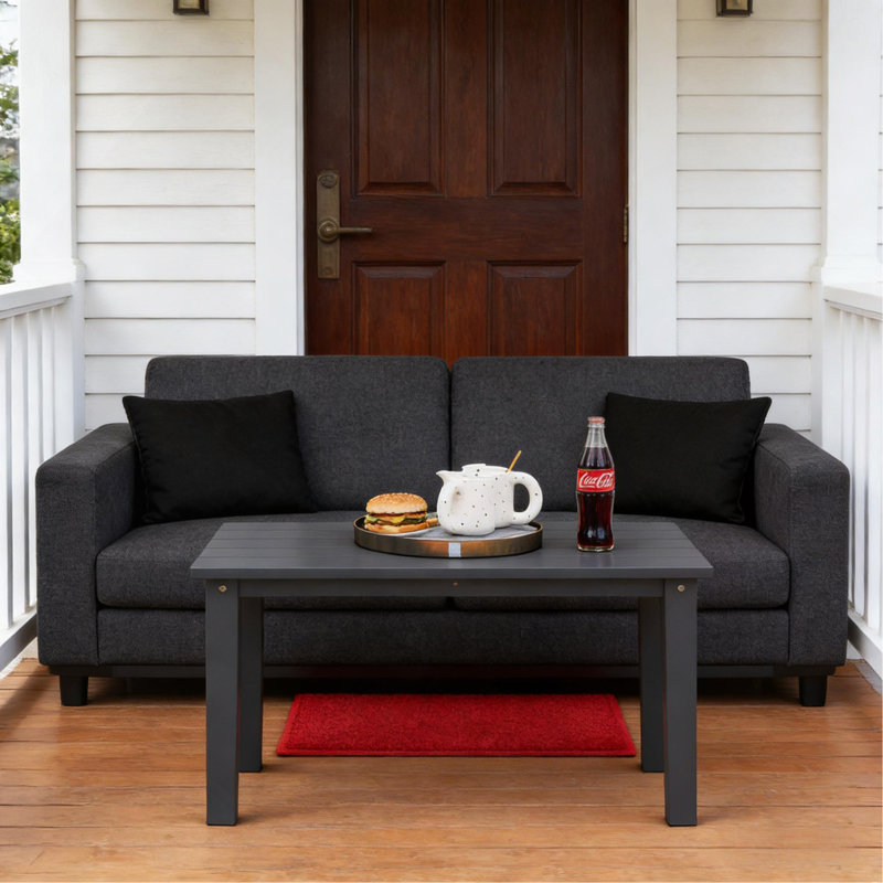 Patio Table,Rectangle Outdoor Coffee Table, Black