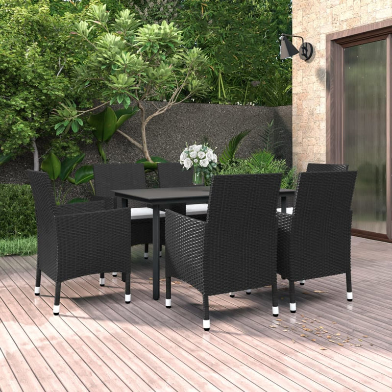 Subeer Rectangular 4 - Person 55.1" Long Dining Set with Cushions, White, Black, 6