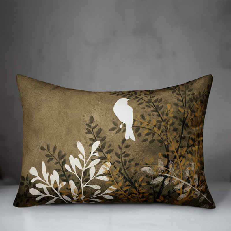 Timyah Bird on Branch Outdoor Rectangular Pillow Cover & Insert, White