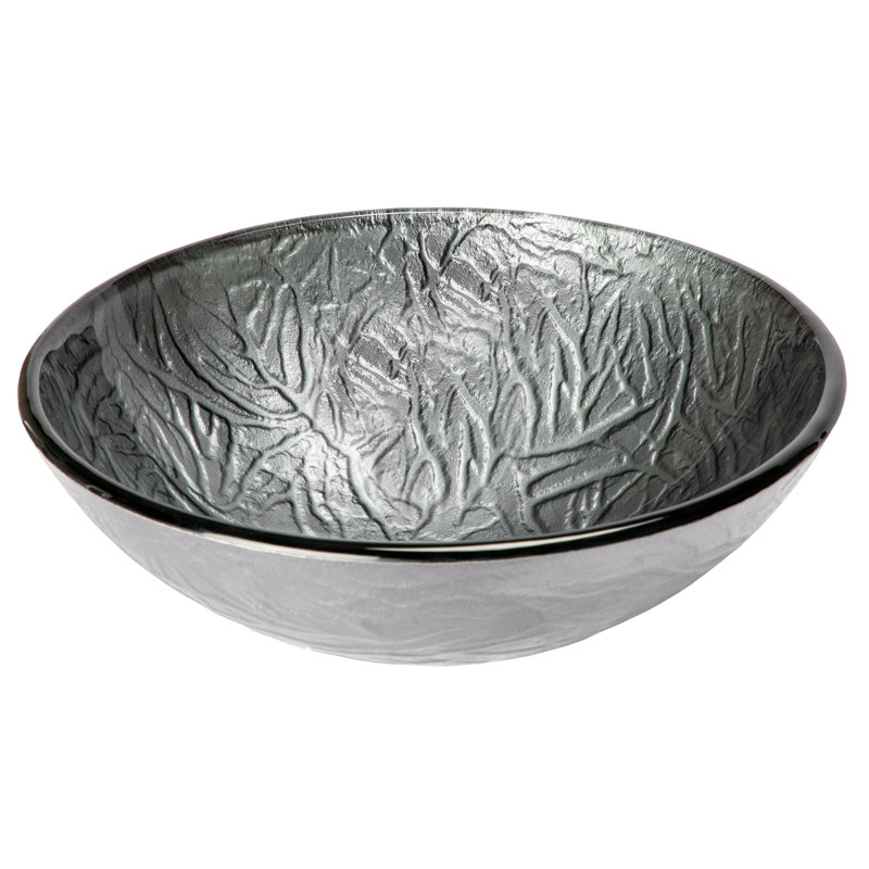 Eden Bath 16.5'' Tempered Glass Circular Bathroom Sink, Silver