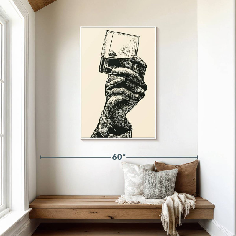 Whiskey In Hand, Floating Frame White, 29" x 43"