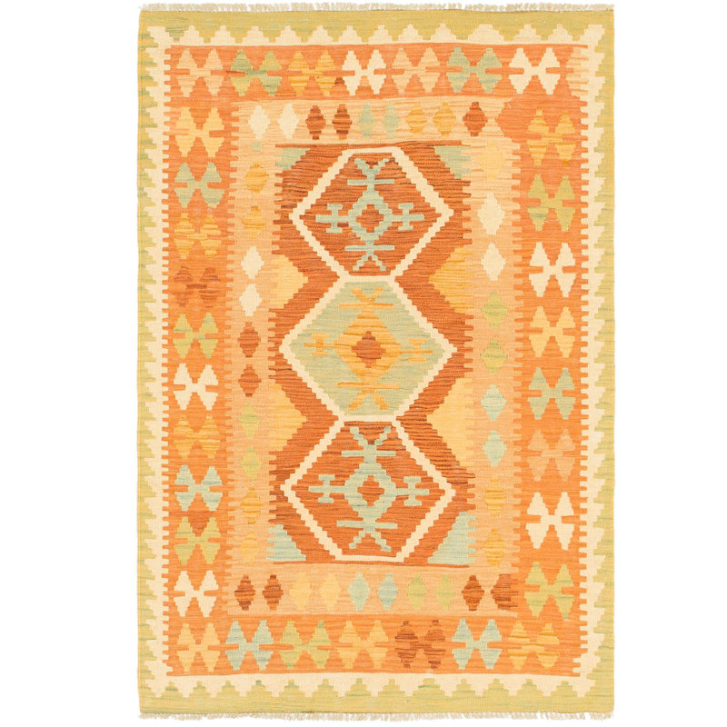 Tapis en laine rouge 3 pi 3 po x 5 pi en laine one-of-kind main-noué la new age Elland