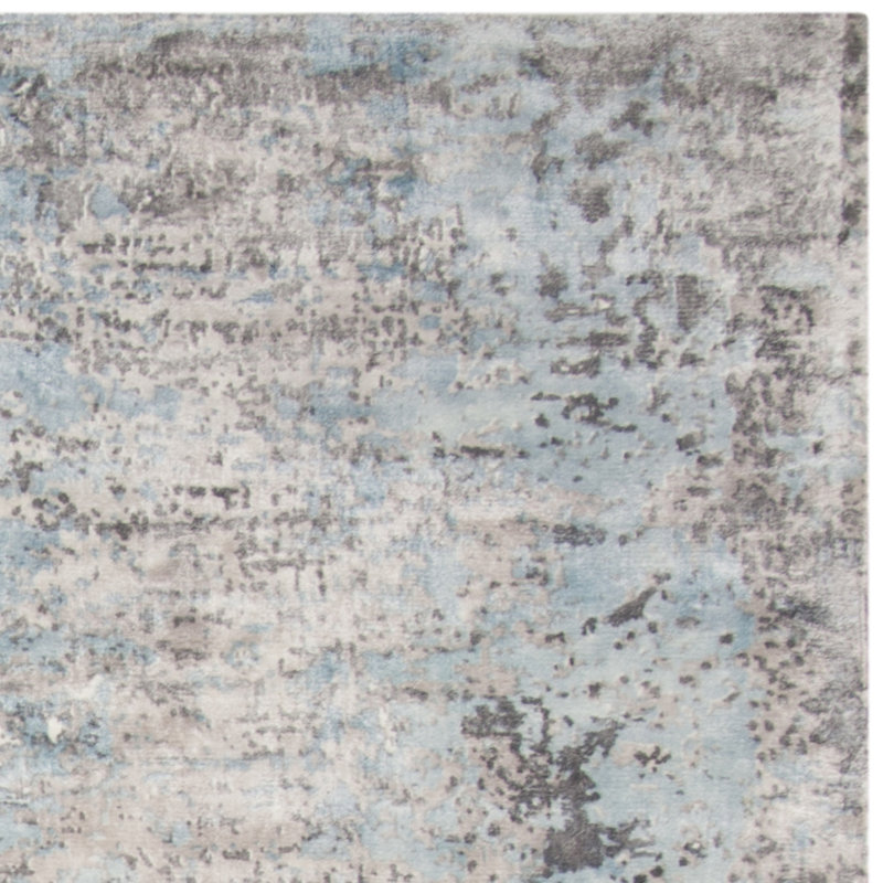 Tapis gris touffeté à la main à motif abstrait Issouf, Rectangle 9 pi x 12 pi